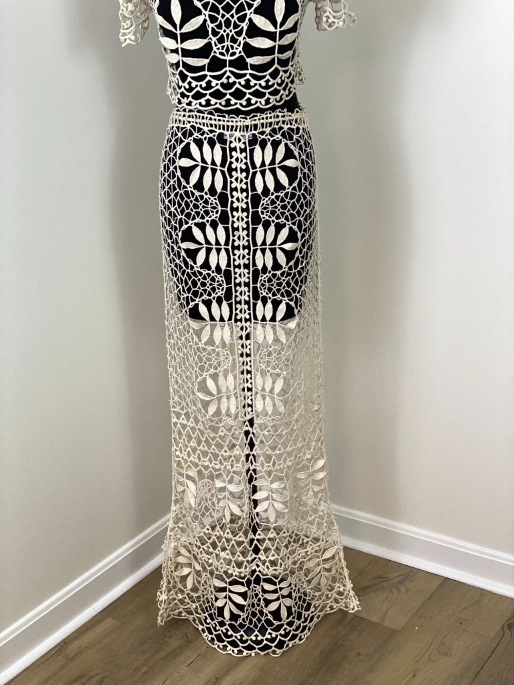For Love & Lemons St Tropez Crochet Top Maxi Skirt Set Ivory XS - Picture 10 of 16